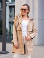 KURTKA z klamrami i podszewką w kratę NOELIA - beige
