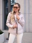 KURTKA pikowana z ozdobnymi ściągaczami BLOOM - ecru