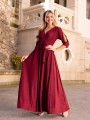 Sukienka brokatowa maxi Charlotte - bordo