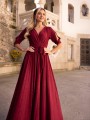 Sukienka brokatowa maxi Charlotte - bordo