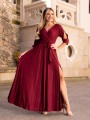 Sukienka brokatowa maxi Charlotte - bordo