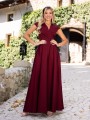 Sukienka gładka maxi Olivia - bordo