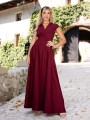 Sukienka gładka maxi Olivia - bordo