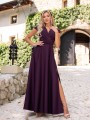 Sukienka gładka maxi Olivia - śliwka