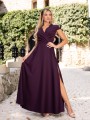 Sukienka gładka maxi Olivia - śliwka