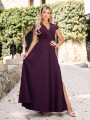 Sukienka gładka maxi Olivia - śliwka