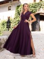 Sukienka gładka maxi Olivia - śliwka