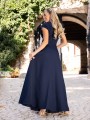 Sukienka gładka maxi Olivia - granat