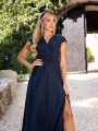 Sukienka gładka maxi Olivia - granat