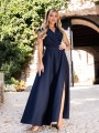 Sukienka gładka maxi Olivia - granat