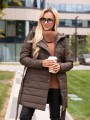 Długa KURTKA pikowana z guzikami DOLORES - coffee
