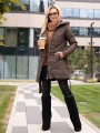 Długa KURTKA pikowana z guzikami DOLORES - coffee