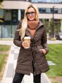 Długa KURTKA pikowana z guzikami DOLORES - coffee