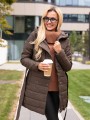 Długa KURTKA pikowana z guzikami DOLORES - coffee