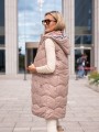 KAMIZELKA pikowana z podszewką w kratę LIVIA - beige