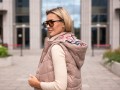 KAMIZELKA pikowana z podszewką w kratę LIVIA - beige