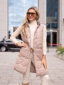 KAMIZELKA pikowana z podszewką w kratę LIVIA - beige