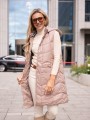 KAMIZELKA pikowana z podszewką w kratę LIVIA - beige
