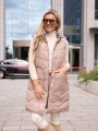 KAMIZELKA pikowana z podszewką w kratę LIVIA - beige