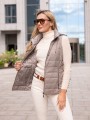 KAMIZELKA pikowana z podszewką w groszki SERENA - beige