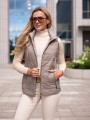 KAMIZELKA pikowana z podszewką w groszki SERENA - beige
