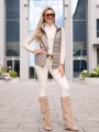 KAMIZELKA pikowana z podszewką w groszki SERENA - beige