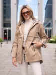 KURTKA ze ściągaczem i podszewką w kratę MARINA - carmel