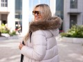 Pikowana KURTKA z naszywką i futrem LIZA - ecru