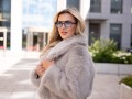 FUTRO z kołnierzykiem BRITNEY - beżowy