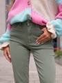 SPODNIE jeansowe mom fit z prostą nogawką SCARLETT - pistacja
