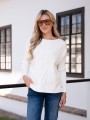 SWETER oversize z warkoczem CLAIRE - biały
