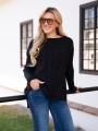 SWETER oversize z warkoczem CLAIRE - czarny