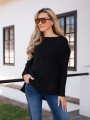 SWETER oversize z warkoczem CLAIRE - czarny