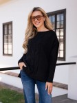 SWETER oversize z warkoczem CLAIRE - czarny