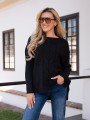 SWETER oversize z warkoczem CLAIRE - czarny