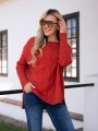 SWETER oversize z warkoczem CLAIRE - jarzębina