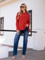 SWETER oversize z warkoczem CLAIRE - jarzębina