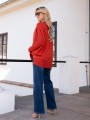 SWETER oversize z warkoczem CLAIRE - jarzębina
