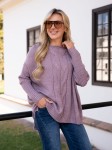 SWETER oversize z warkoczem CLAIRE - puder
