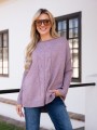 SWETER oversize z warkoczem CLAIRE - puder