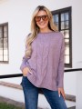 SWETER oversize z warkoczem CLAIRE - puder