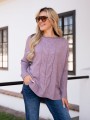 SWETER oversize z warkoczem CLAIRE - puder
