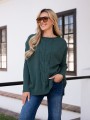 SWETER oversize z warkoczem CLAIRE - malachit