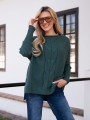 SWETER oversize z warkoczem CLAIRE - malachit