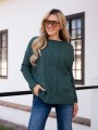 SWETER oversize z warkoczem CLAIRE - malachit