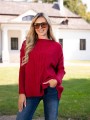 SWETER oversize z warkoczem CLAIRE - czerwony