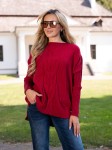 SWETER oversize z warkoczem CLAIRE - czerwony