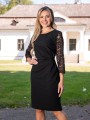 SUKIENKA Midi z marszczeniem i koronką ADISON - czarny