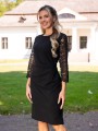 SUKIENKA Midi z marszczeniem i koronką ADISON - czarny