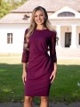 SUKIENKA Midi z marszczeniem i koronką ADISON - śliwka